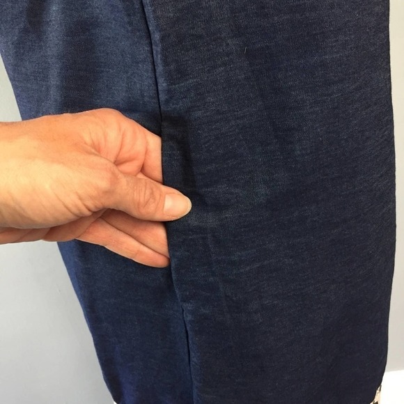 𝅺dressbarn Westport Off the Shoulder Flounce Embroidered Chambray Dress Size S - Picture 4 of 12